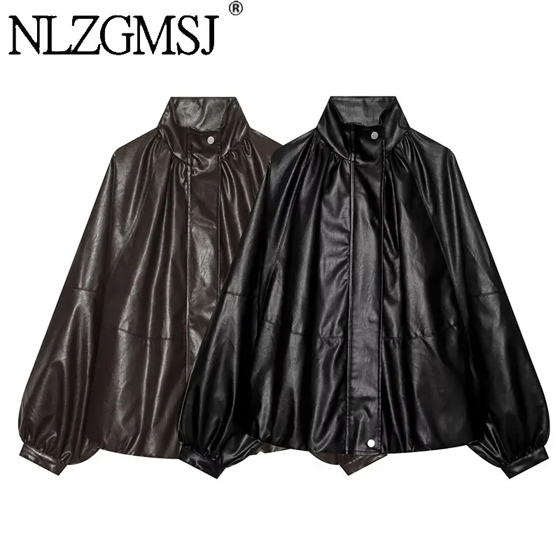 NLZGMSJ 2026 Autumn Women Vintage Casual Chic Bomber Jackets Stand Neck Long Sleeve Coats New Fashion Leather Outwears
NLZGMSJ 2026 Autumn Women Vintage Casual Chic Bomber Jackets Stand Neck Long Sleeve Coats New Fashion Leather Outwears
