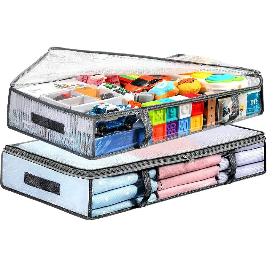 2 Pack Under Bed Storage Containers Bins HumidProof Plastic Underbed Storage Bins Clothes Storage and Organization Bags Under t 
2 Pack Under Bed Storage Containers Bins HumidProof Plastic Underbed Storage Bins Clothes Storage and Organization Bags Under t