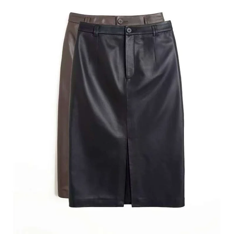 Genuine Leather Skirt Chic Women High Waist Straight Slit Package Hip Skirt OL Style Female Slim-fit First Layer Sheepskin Skirt
Genuine Leather Skirt Chic Women High Waist Straight Slit Package Hip Skirt OL Style Female Slim-fit First Layer Sheepskin Skirt
