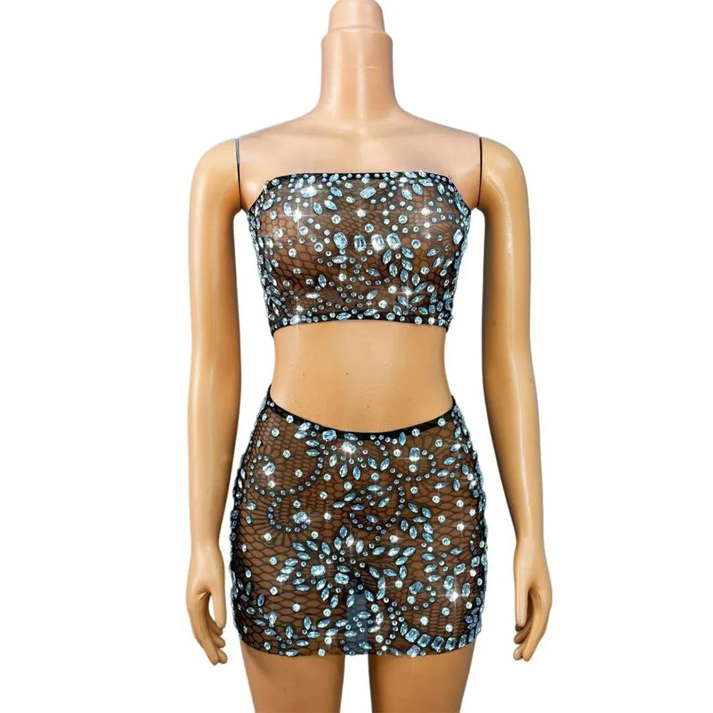 Women Sparkly Rhinestones Sexy Tube Top Skirt Mesh Split set Birthday Party Show Celebrate Singer Dancer Perform Stage Wear
Women Sparkly Rhinestones Sexy Tube Top Skirt Mesh Split set Birthday Party Show Celebrate Singer Dancer Perform Stage Wear
