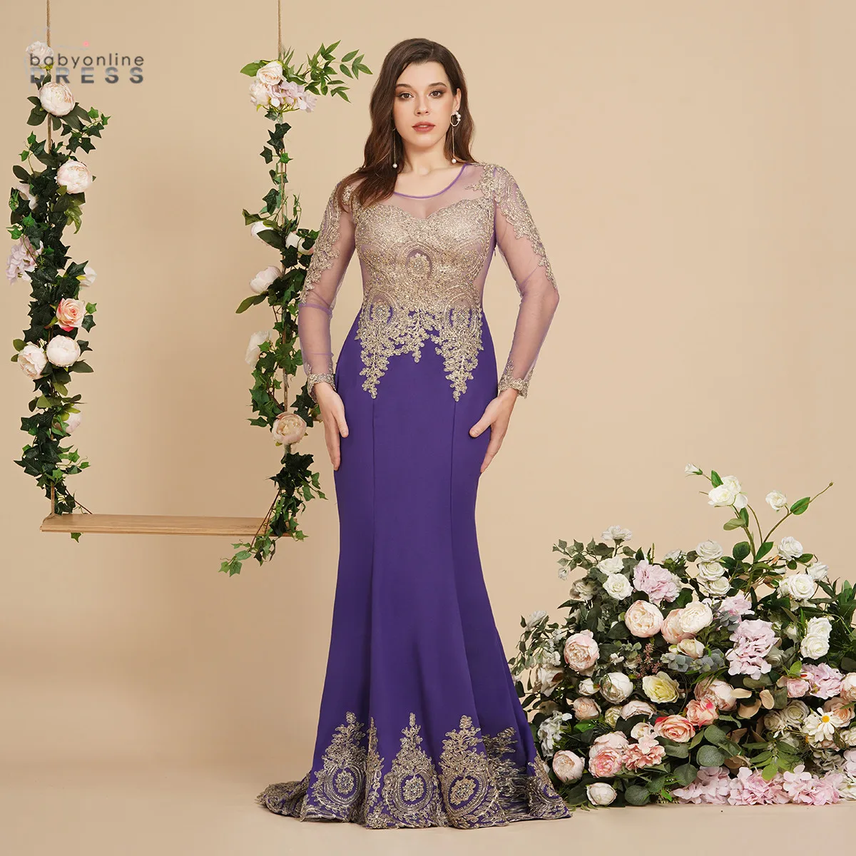 Purple Mermaid Prom Dresses Women Long Sleeve Beaded Lace Applique Sheer Back Elegant Formal Evening Party Gown Robe De Soirée
Purple Mermaid Prom Dresses Women Long Sleeve Beaded Lace Applique Sheer Back Elegant Formal Evening Party Gown Robe De Soirée