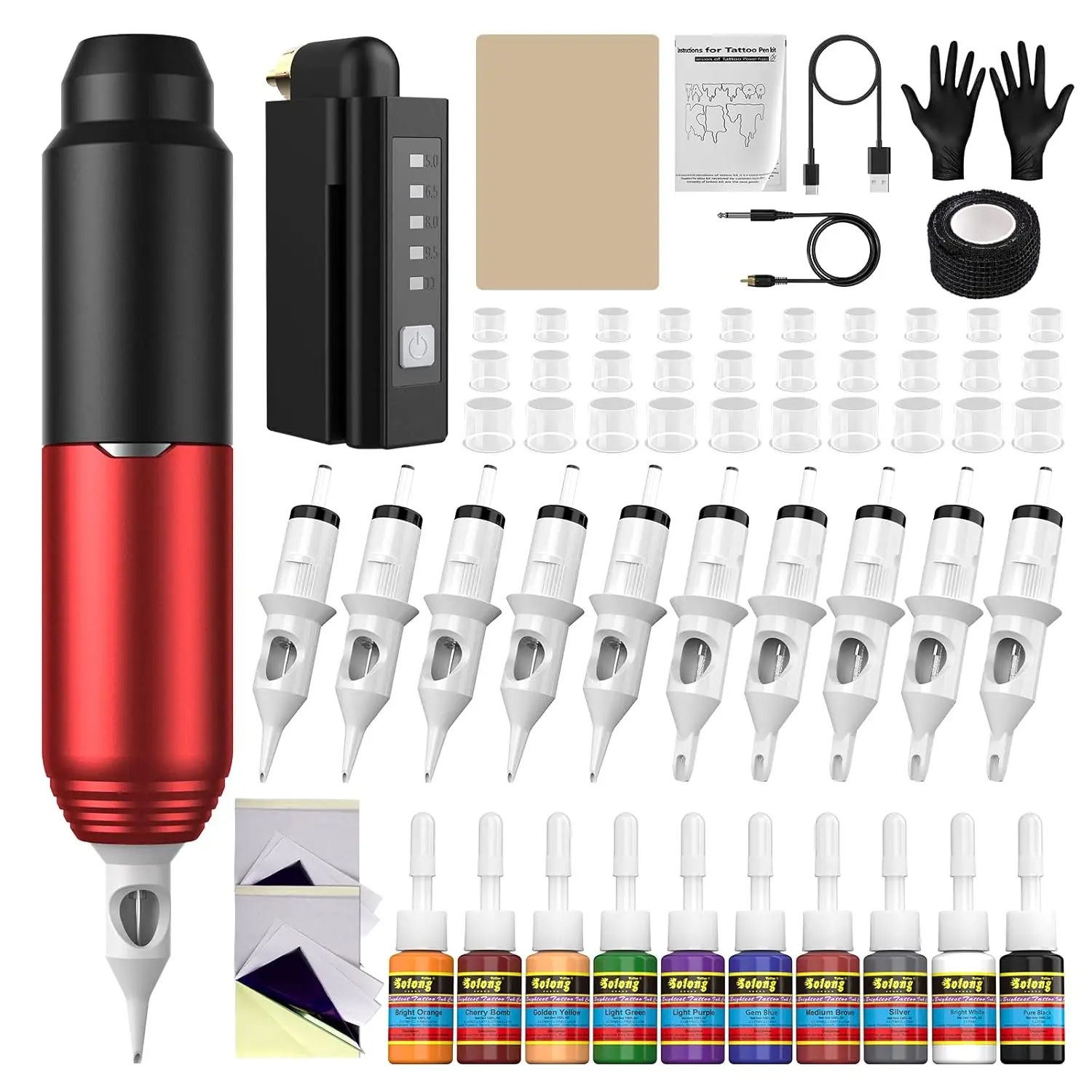 Tattoo Kit with 1500mAh Power Supply & LCD Display, Red
Tattoo Kit with 1500mAh Power Supply & LCD Display, Red