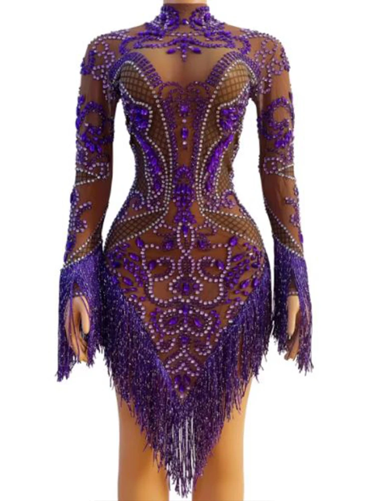 High Quality Hot Diamond Irregular Tassel Purple Dress 2024 New Fashion Custom Women'S Clothing
High Quality Hot Diamond Irregular Tassel Purple Dress 2024 New Fashion Custom Women'S Clothing