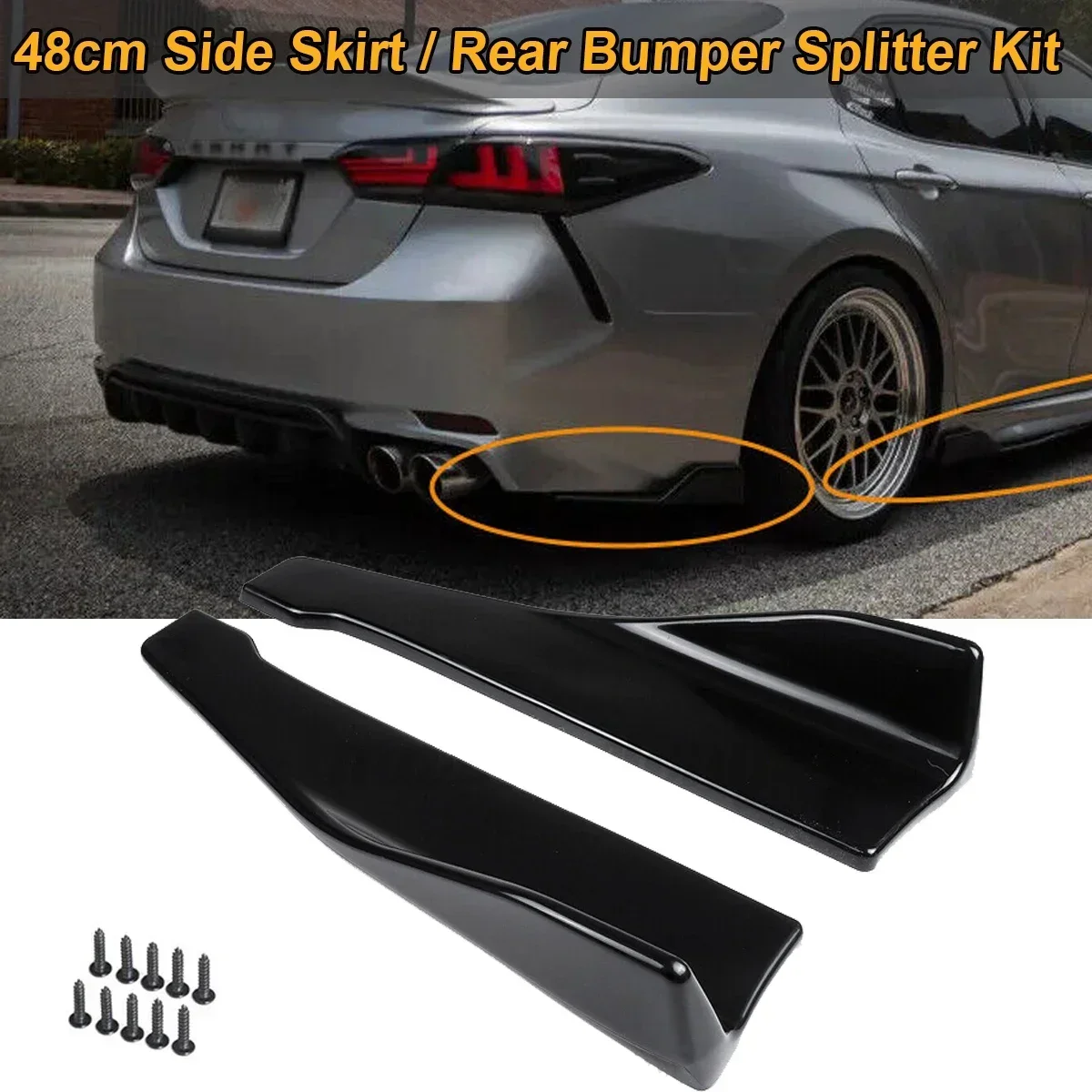48cm Side Skirt Extension Kit Rear Bumper Canard Splitter Cover Trim Universal For Toyota Camry XSE XLE Corolla Car Accessories
48cm Side Skirt Extension Kit Rear Bumper Canard Splitter Cover Trim Universal For Toyota Camry XSE XLE Corolla Car Accessories
