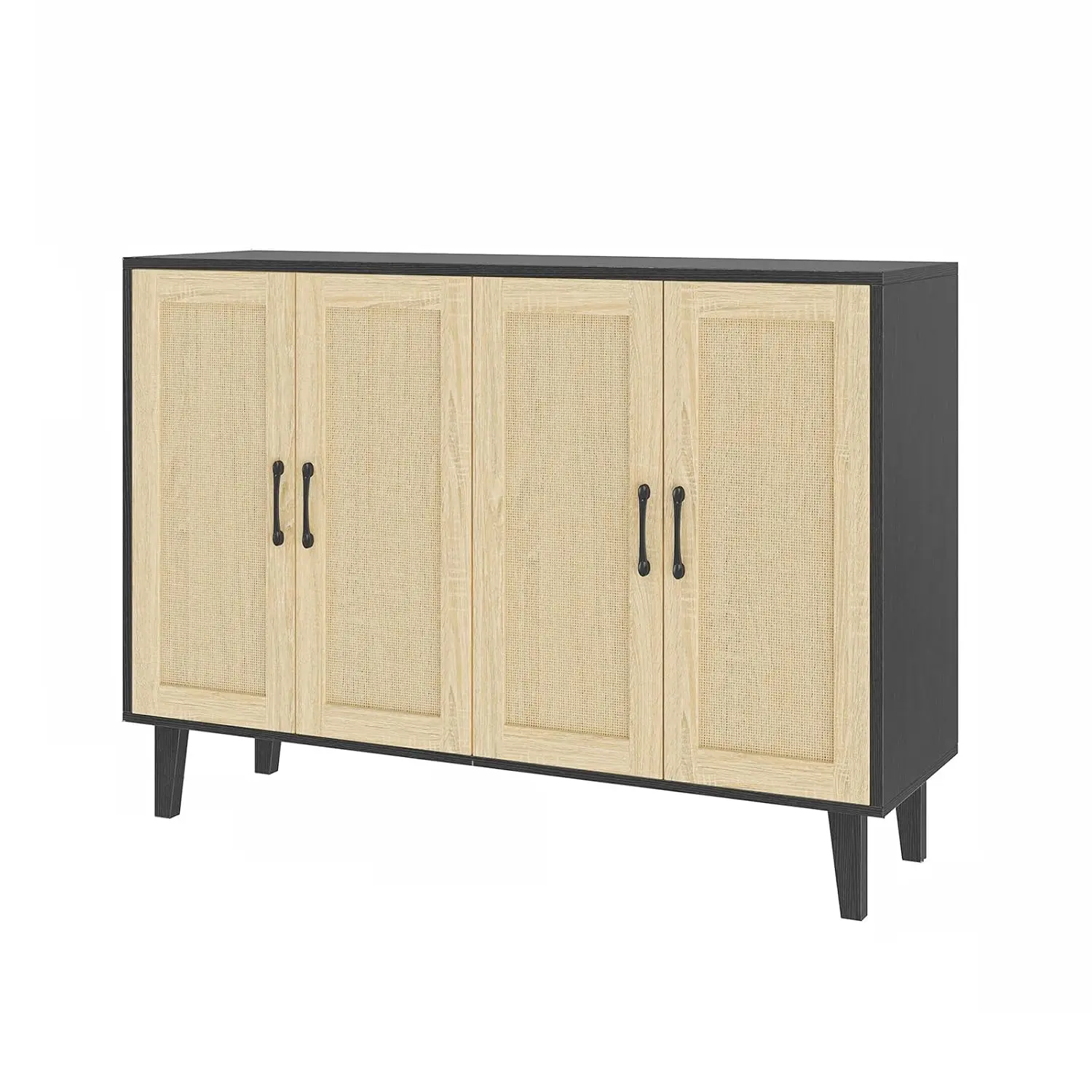 Buffet Storage Cabinet With Rattan Decorating 4 Doors Living Room Kitchen Sideboard 48.43 X 34.65 X 15 Inch (Black), Customized
Buffet Storage Cabinet With Rattan Decorating 4 Doors Living Room Kitchen Sideboard 48.43 X 34.65 X 15 Inch (Black), Customized