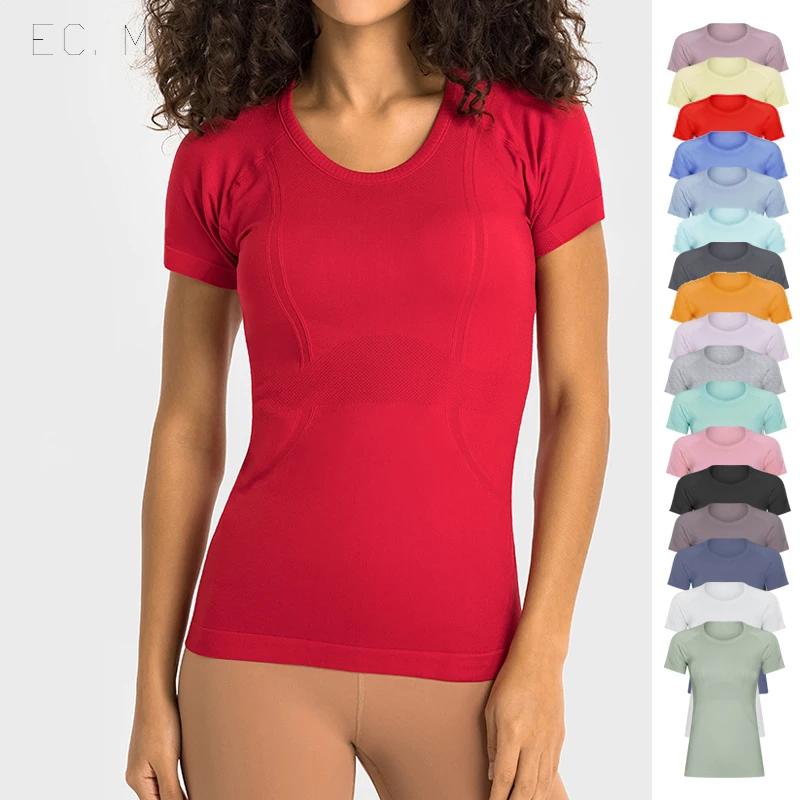 Women Sport T Shirt Jacquard Weave Speed Dry Short Sleeves Tee Shirts 17 Colors GYM Running Yoga Daily Athletic Slim Tops 
Women Sport T Shirt Jacquard Weave Speed Dry Short Sleeves Tee Shirts 17 Colors GYM Running Yoga Daily Athletic Slim Tops