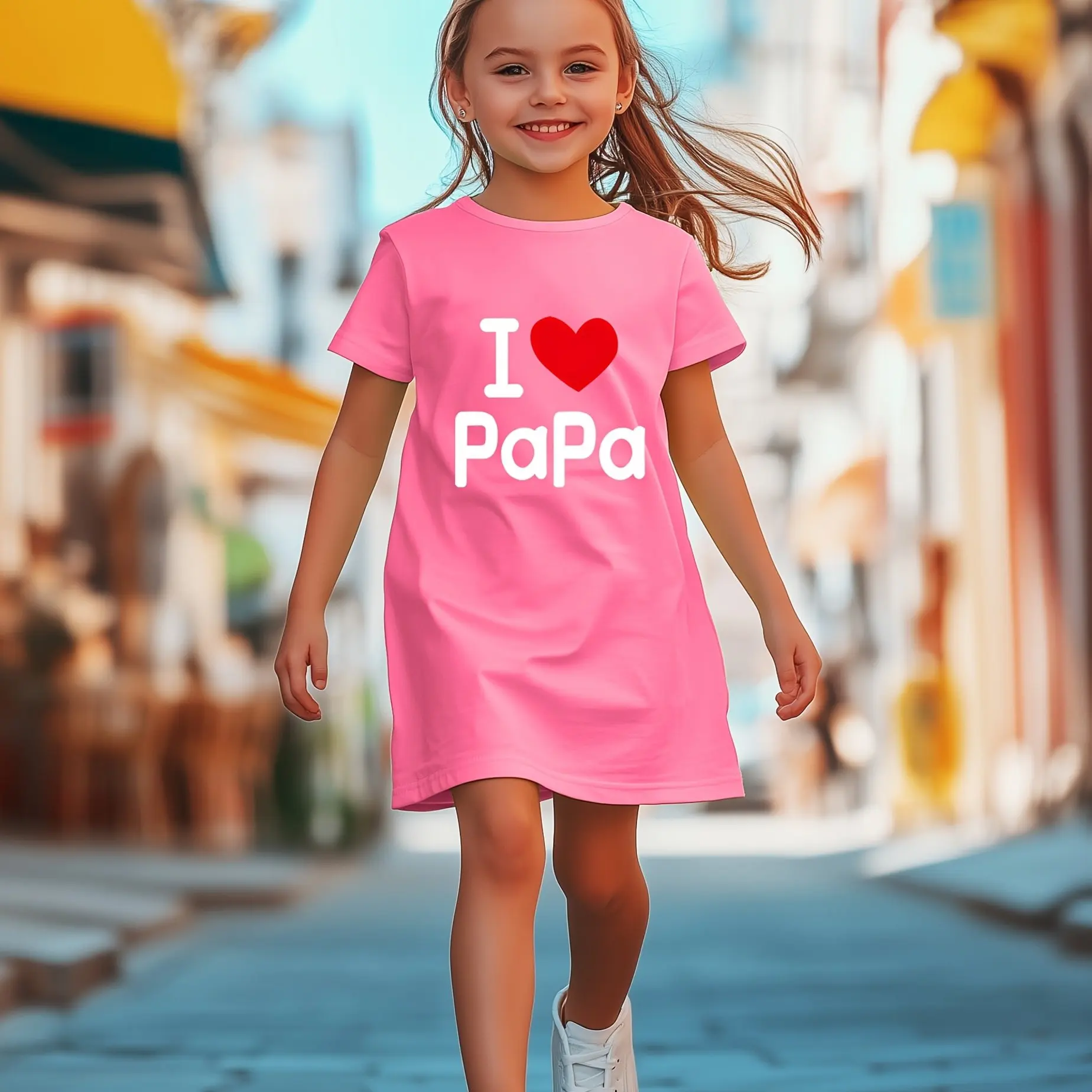 Милое платье с короткими рукавами и принтом «I LOVE PAPA» - летнее повседневное платье-футболка А-силуэта с круглым вырезом, повседневная одежда
Милое платье с короткими рукавами и принтом «I LOVE PAPA» - летнее повседневное платье-футболка А-силуэта с круглым вырезом, повседневная одежда