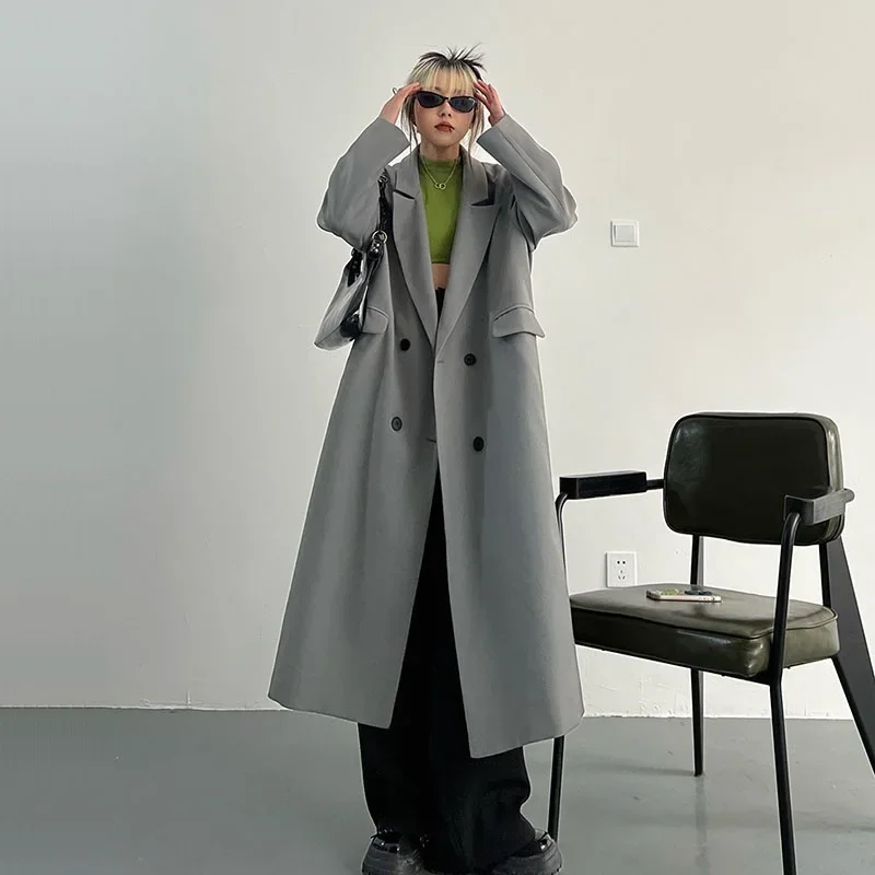 Spring Autumn Mid-Length Women Suit Jacket Windbreaker Loose Notched Collar Double-breasted Long Sleeve Female Blazer Overcoat
Spring Autumn Mid-Length Women Suit Jacket Windbreaker Loose Notched Collar Double-breasted Long Sleeve Female Blazer Overcoat