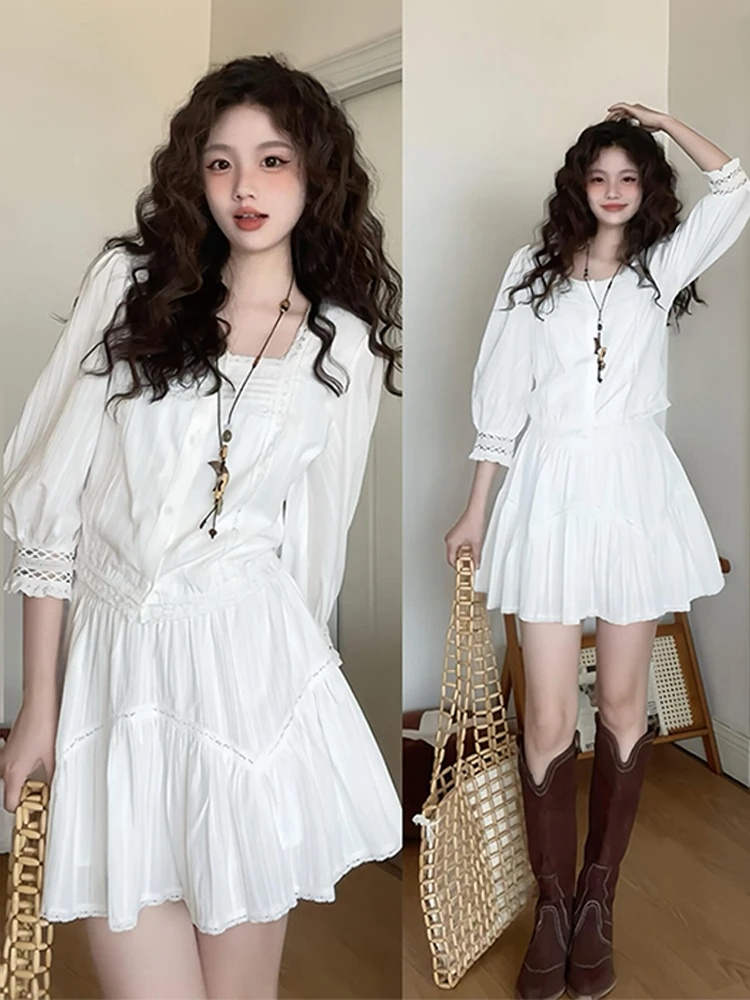 Белый летний комплект из юбки и топа для женщин: новая коллекция, уникальный красивый осенний комплект с инициалами, хлопковый, с завышенной талией, А-силуэт
Белый летний комплект из юбки и топа для женщин: новая коллекция, уникальный красивый осенний комплект с инициалами, хлопковый, с завышенной талией, А-силуэт