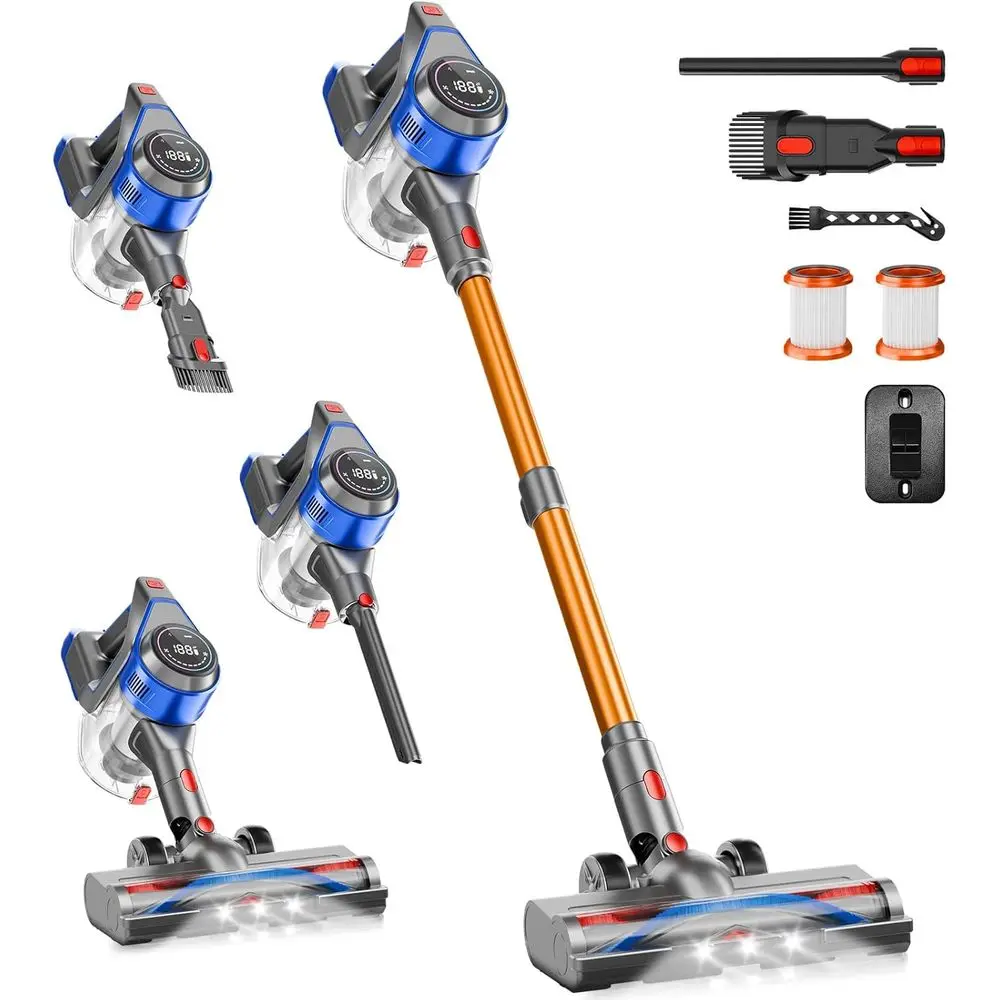 Rechargeable 35Kpa Powerful Vacuum with Detachable Battery, LED Display, 45Mins Runtime, 8 in 1 Handheld Vacuum for Hardfloor &
Rechargeable 35Kpa Powerful Vacuum with Detachable Battery, LED Display, 45Mins Runtime, 8 in 1 Handheld Vacuum for Hardfloor &