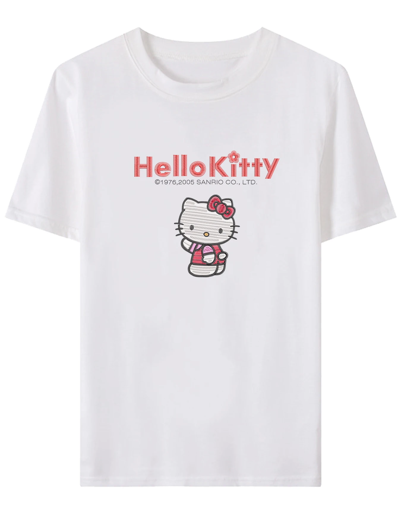 1PC Women's "Hello Kitty Fashion Standard Print" White Casual Round Neck Short Sleeve Imitation Embroidered Printed T-shirt
1PC Women's "Hello Kitty Fashion Standard Print" White Casual Round Neck Short Sleeve Imitation Embroidered Printed T-shirt