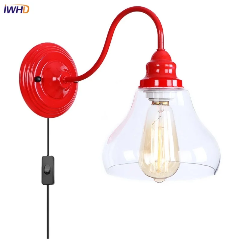 IWHD Industrial Iron LED Wall Light Sconce Indoor Home decor Dining Room Plug in Red Vintage Clear Glass Bedside Lamp Luminaire
IWHD Industrial Iron LED Wall Light Sconce Indoor Home decor Dining Room Plug in Red Vintage Clear Glass Bedside Lamp Luminaire
