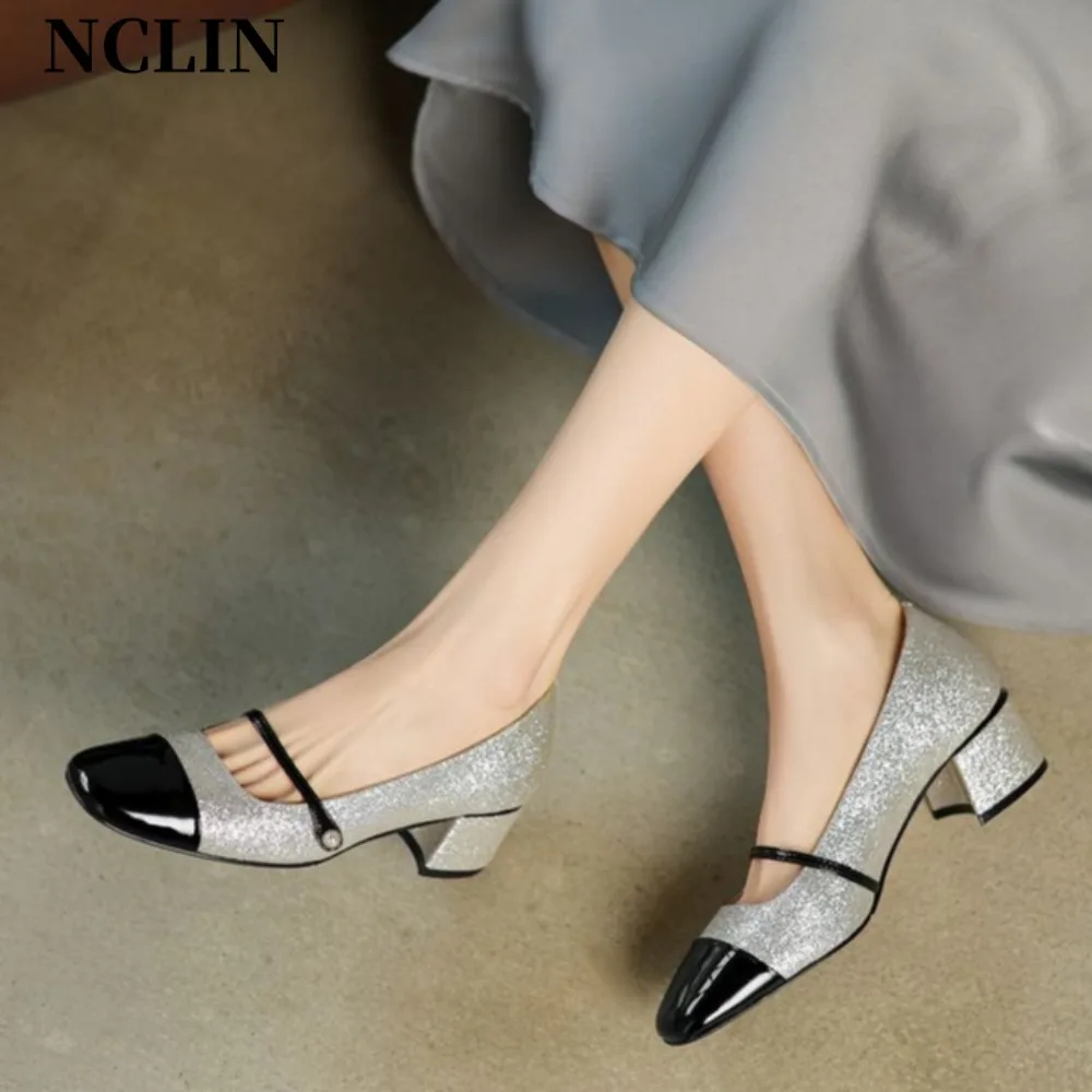 Retro Mary Jane Shoes New Designer Women's Pumps Fashion Square Toe Women Genuine Leather Silver High Heels Zapatos De Mujer
Retro Mary Jane Shoes New Designer Women's Pumps Fashion Square Toe Women Genuine Leather Silver High Heels Zapatos De Mujer