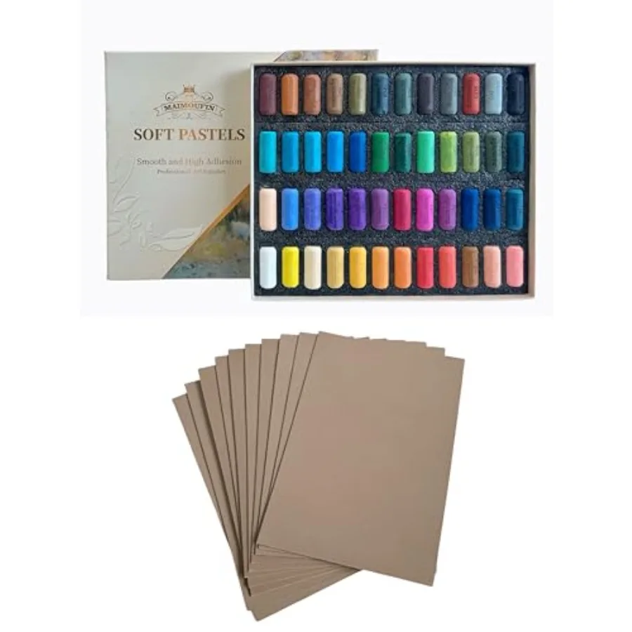 10 Sheets Sanded Pastel Paper warm brown and48 Colors Soft Pastels Set for Artists
10 Sheets Sanded Pastel Paper warm brown and48 Colors Soft Pastels Set for Artists
