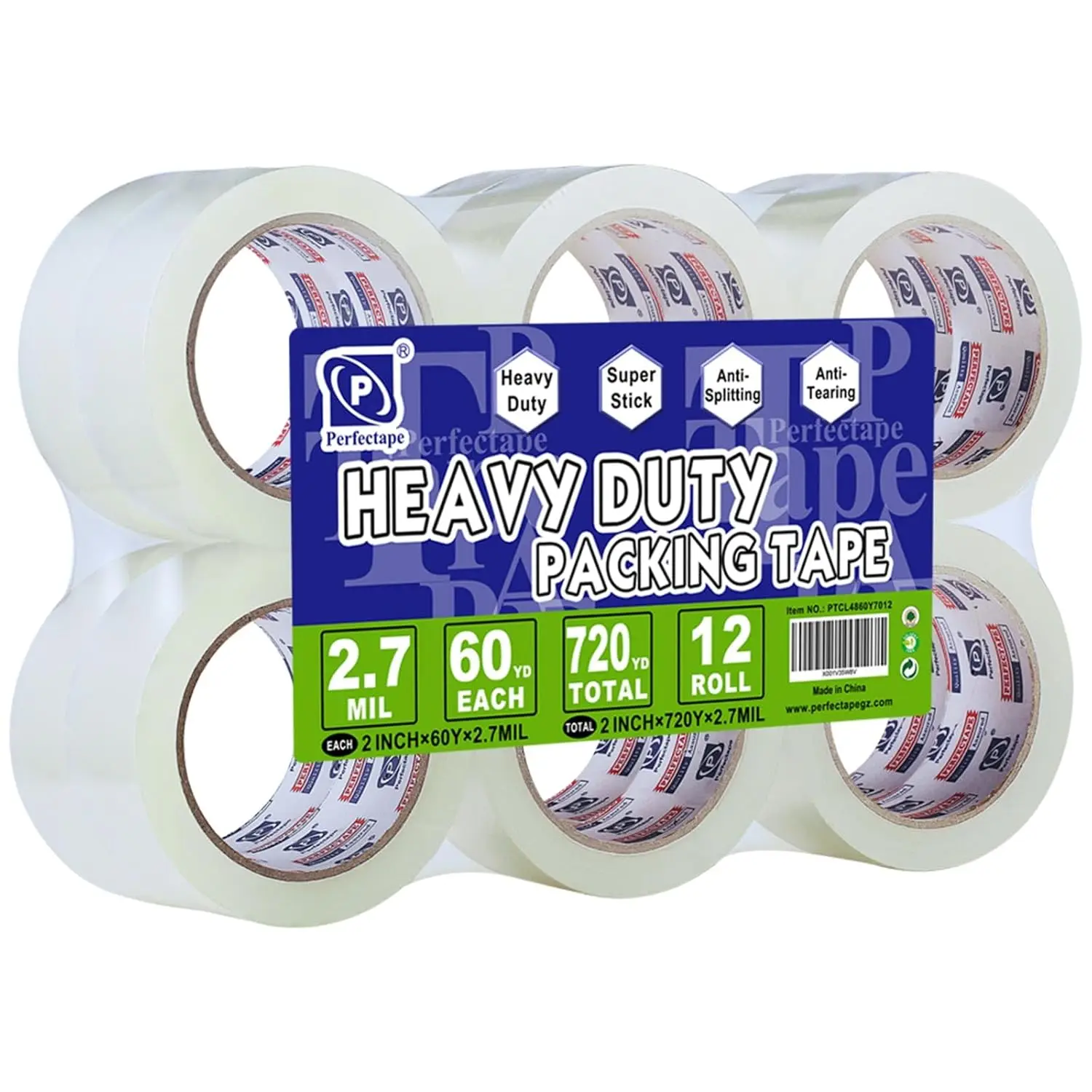 Heavy Duty Packing Tape 12 Rolls, Clear, 2.7 mil, Ultra Adhesive, 1.88" x 60 Yards, Refill for Packaging, Moving and Shi
Heavy Duty Packing Tape 12 Rolls, Clear, 2.7 mil, Ultra Adhesive, 1.88" x 60 Yards, Refill for Packaging, Moving and Shi