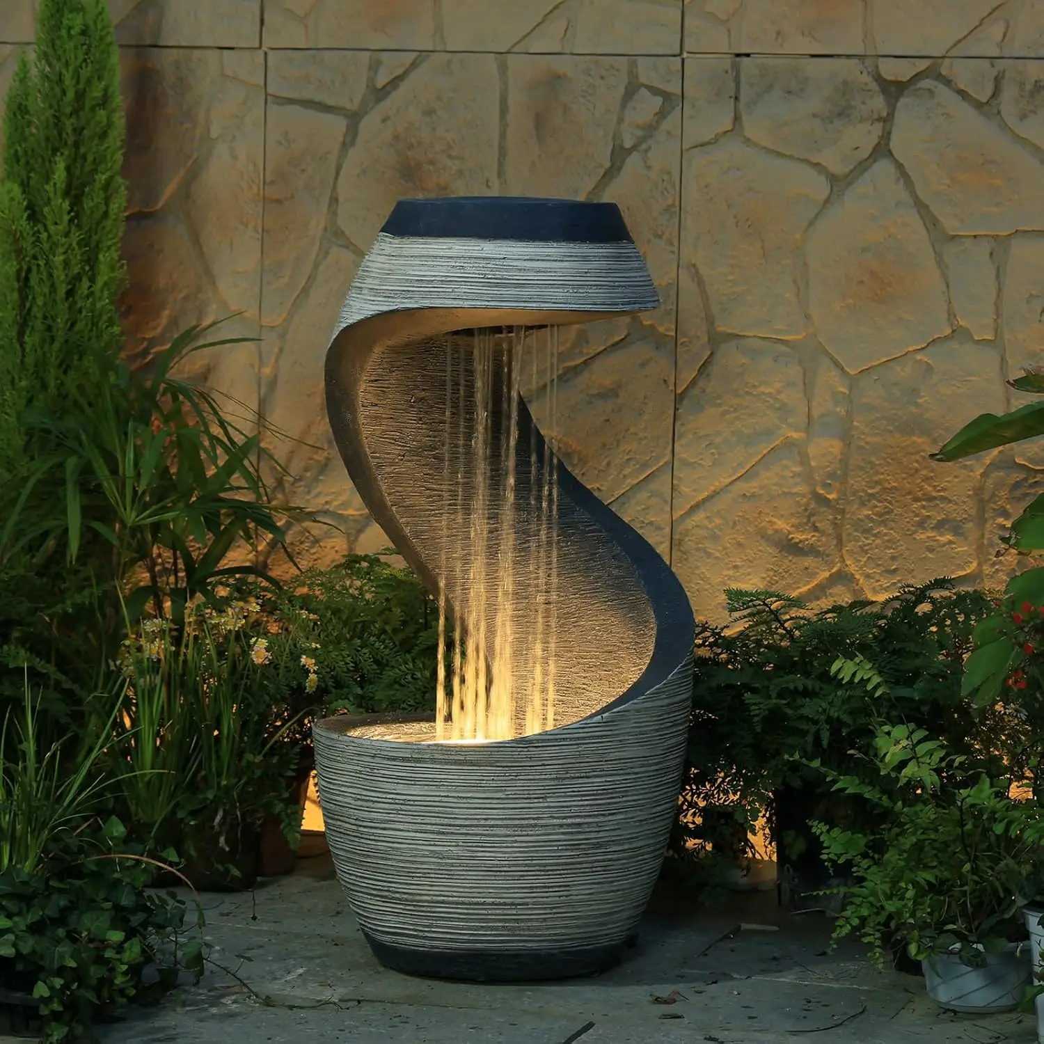 37 Tall S Shaped Outdoor Waterfall Fountain Rainfall for Garden Patio Floor Standing Resin Feature
37 Tall S Shaped Outdoor Waterfall Fountain Rainfall for Garden Patio Floor Standing Resin Feature