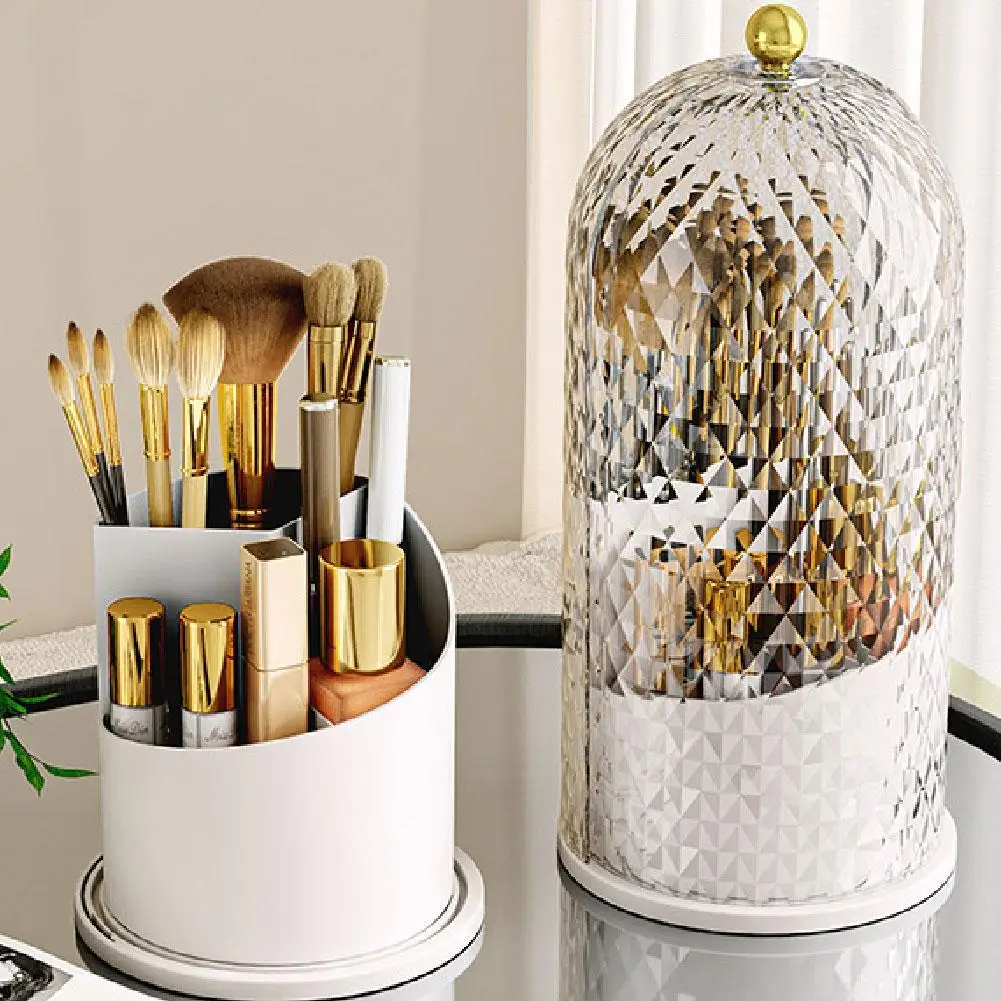 360° Rotating Makeup Brush Holder with Lid Desktop Makeup Organizer Cosmetic Storage Dustproof Brush Holder Jewelry Container
360° Rotating Makeup Brush Holder with Lid Desktop Makeup Organizer Cosmetic Storage Dustproof Brush Holder Jewelry Container