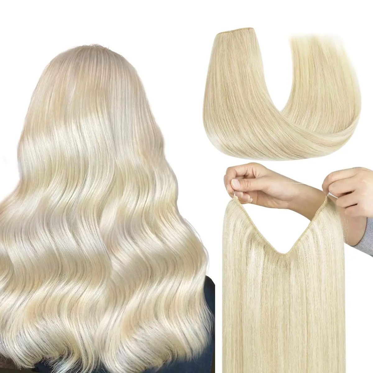 One Piece Human Hair Fish Line Extensions 12-26 inch #613 For Blonde Hair Updos Without Thin Spots
One Piece Human Hair Fish Line Extensions 12-26 inch #613 For Blonde Hair Updos Without Thin Spots