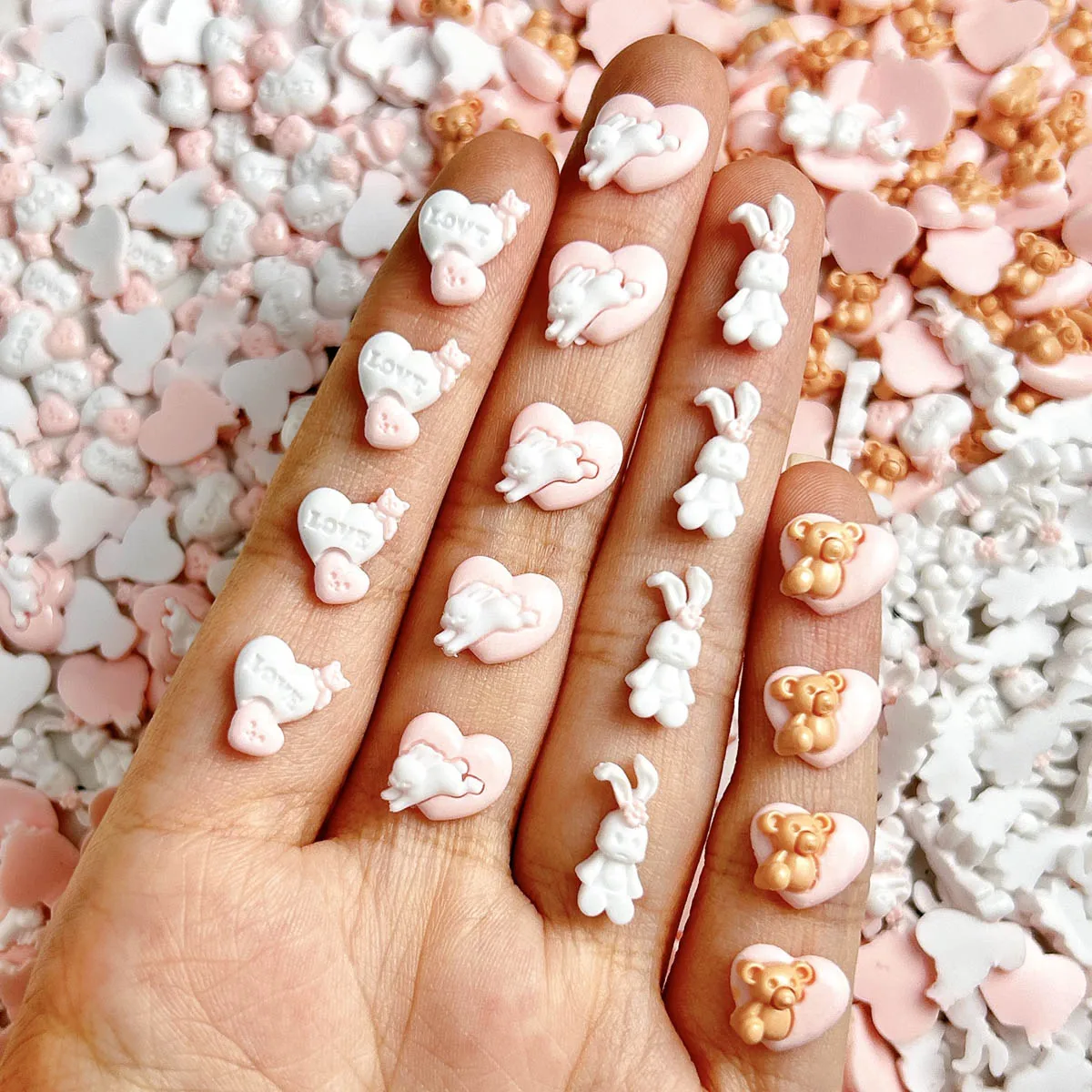 30PCS Resin Cute Cartoon Rabbit Bear Nail Charms 3D Glow In The Night Heart Shaped Nail Art Decorations Manicure DIY Accessories
30PCS Resin Cute Cartoon Rabbit Bear Nail Charms 3D Glow In The Night Heart Shaped Nail Art Decorations Manicure DIY Accessories