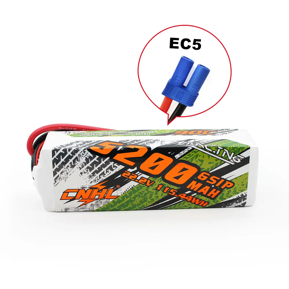 CNHL Racing Series 5200mAh 22.2V 6S 90C Lipo Battery with EC5 Plug Softcase for RC Helicopter Airplane RC Car Hobby Model Parts
CNHL Racing Series 5200mAh 22.2V 6S 90C Lipo Battery with EC5 Plug Softcase for RC Helicopter Airplane RC Car Hobby Model Parts