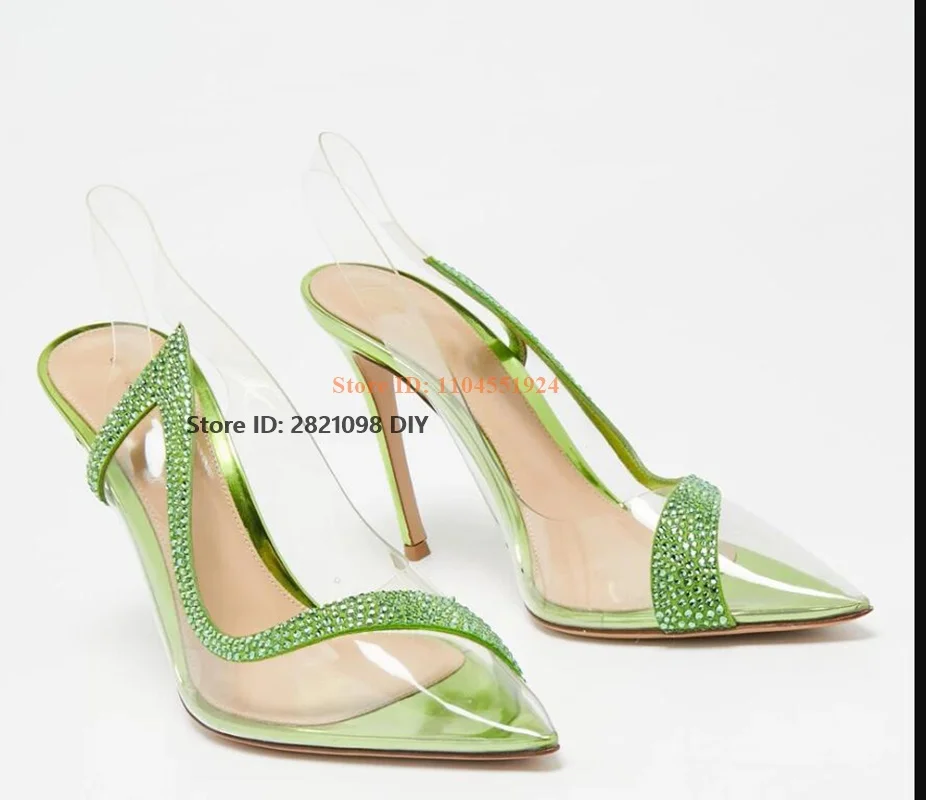Transparent Green Pvc Thin High Heel Suede Embellished Pumps Plus Size Woman Female Sling Back Sandal Shoes
Transparent Green Pvc Thin High Heel Suede Embellished Pumps Plus Size Woman Female Sling Back Sandal Shoes