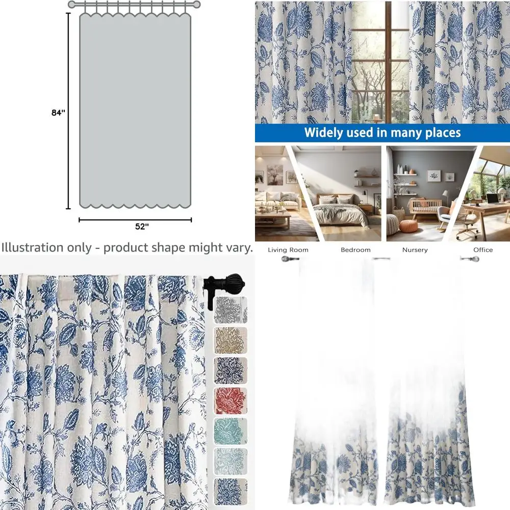 Navy Blue Floral Paisley Linen Curtains, 84 Length, 2-Panel Set, Lined with Back Tabs, for Living Room and Bedroom, Thermal Insu
Navy Blue Floral Paisley Linen Curtains, 84 Length, 2-Panel Set, Lined with Back Tabs, for Living Room and Bedroom, Thermal Insu
