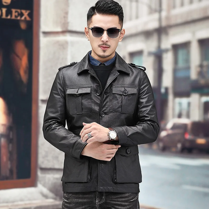 Leather Jacket Genuine Men Real Cow Leather Korean Short Men Leather Jacket Brown Spring Autumn Chaqueta Cuero Hombre 8813
Leather Jacket Genuine Men Real Cow Leather Korean Short Men Leather Jacket Brown Spring Autumn Chaqueta Cuero Hombre 8813