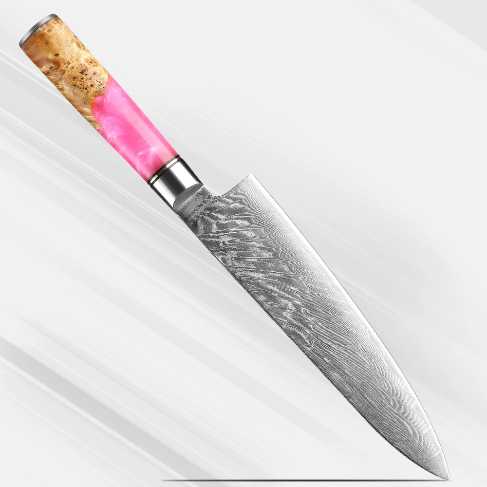 Damascus 8 Inch Chef Knife Pink Resin Handle Elegant Goddess Special Kitchen Gift Knife High Quality Japanese Home Slicing Knife
Damascus 8 Inch Chef Knife Pink Resin Handle Elegant Goddess Special Kitchen Gift Knife High Quality Japanese Home Slicing Knife