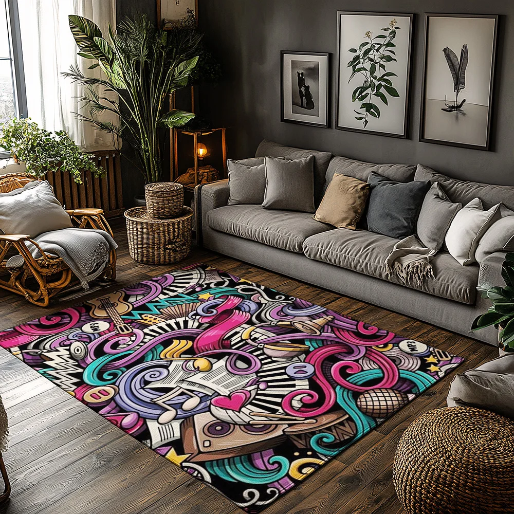 Musical Notes Love Print Rug, Pink Purple Blue Artistic Carpet for Living Room, Soft Non-Slip Sofa Mat with Bohemian Decor
Musical Notes Love Print Rug, Pink Purple Blue Artistic Carpet for Living Room, Soft Non-Slip Sofa Mat with Bohemian Decor