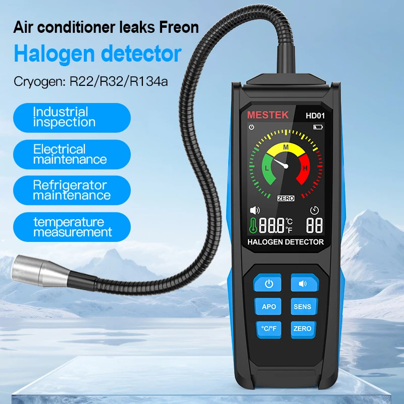 Freon Leak Detector Halogen Leak Detector Air Conditioning Leak Detector HFC HCFC CFC PFC HFO R22 R32 R134a Gas Refrigerant Gas
Freon Leak Detector Halogen Leak Detector Air Conditioning Leak Detector HFC HCFC CFC PFC HFO R22 R32 R134a Gas Refrigerant Gas