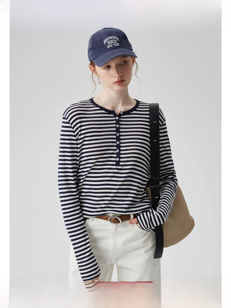 Miu Sle Henry irt Lacey Women's Long Sve Slim Fit Striped Base irt Spring Autumn Retro Lazy Top Korean Sle ...
Miu Sle Henry irt Lacey Women's Long Sve Slim Fit Striped Base irt Spring Autumn Retro Lazy Top Korean Sle ...