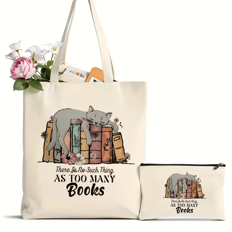 2Pcs There Is No Such Thing AS TOO MANY Books - 1pc Canvas Bag For Women, Fashionable Mother's Day Shoulder Bag 
2Pcs There Is No Such Thing AS TOO MANY Books - 1pc Canvas Bag For Women, Fashionable Mother's Day Shoulder Bag