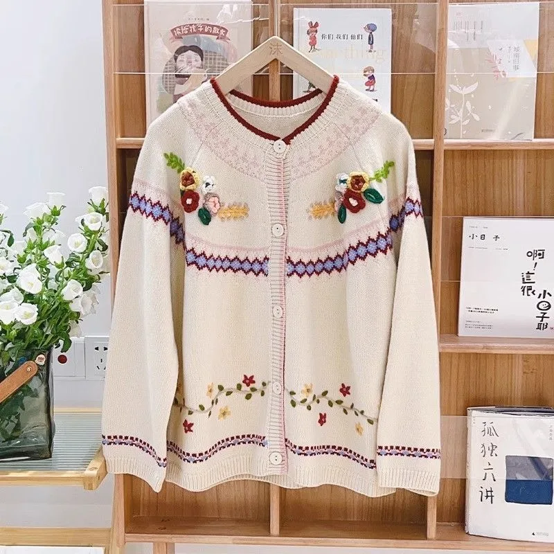 2025 Autumn Winter Sweet Cute Handmade Flower Sweater Women Loose O-Neck Casual Short Knit Cardigan Jacket Female Coat
2025 Autumn Winter Sweet Cute Handmade Flower Sweater Women Loose O-Neck Casual Short Knit Cardigan Jacket Female Coat