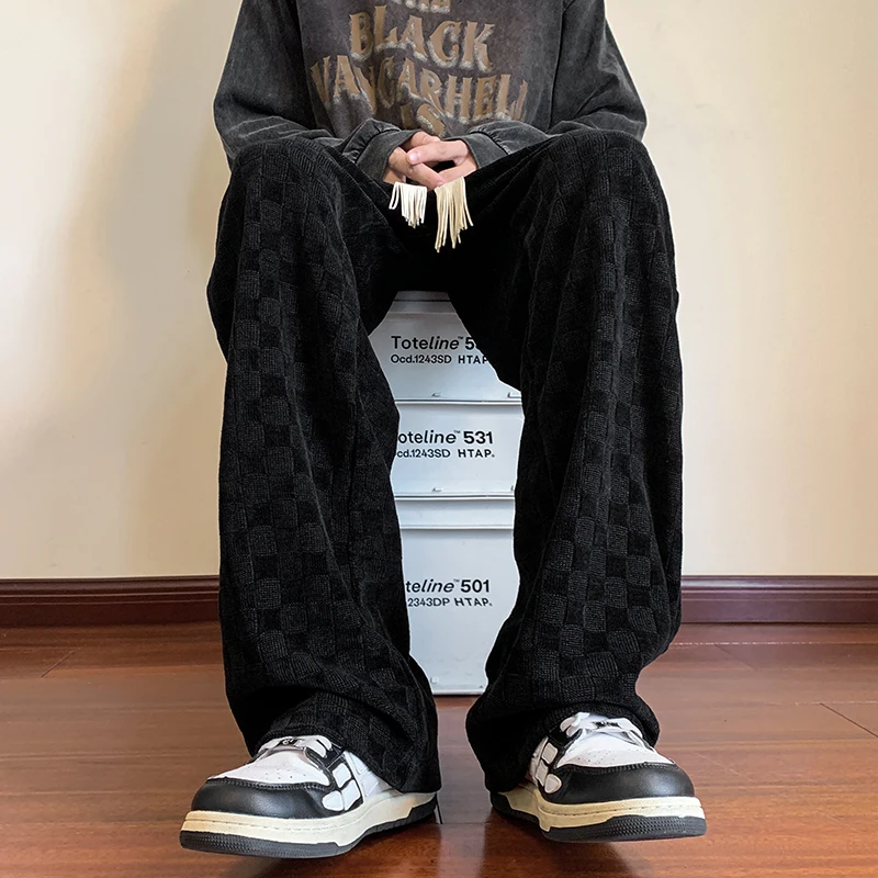 Spring Casual Pants Men Fashion Straight Plaid Pants Men Streetwear Hip Hop Loose Wide Leg Pants Mens Vintage Trousers M-3XL
Spring Casual Pants Men Fashion Straight Plaid Pants Men Streetwear Hip Hop Loose Wide Leg Pants Mens Vintage Trousers M-3XL