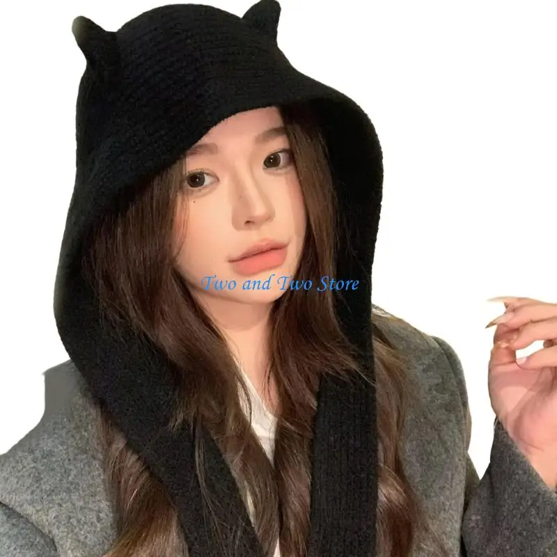 HX6F Warm Winter Hat With Devil Ear Comfortable Knit Earflap Pullover Hat For Women
HX6F Warm Winter Hat With Devil Ear Comfortable Knit Earflap Pullover Hat For Women
