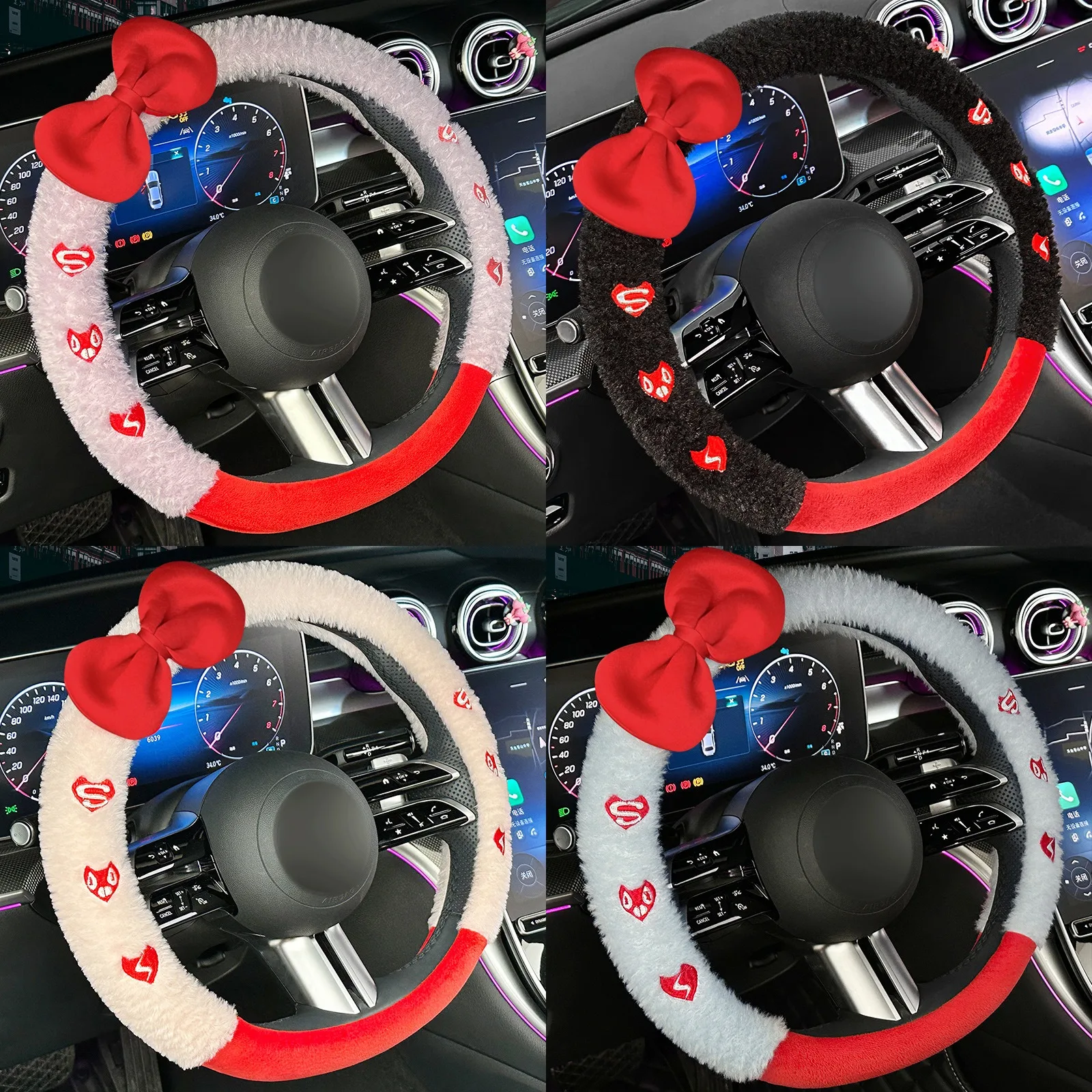 Winter Faux Fur Steering Wheel Cover with Bow Cute Short Plush Car Wheel Cover Warm
Winter Faux Fur Steering Wheel Cover with Bow Cute Short Plush Car Wheel Cover Warm