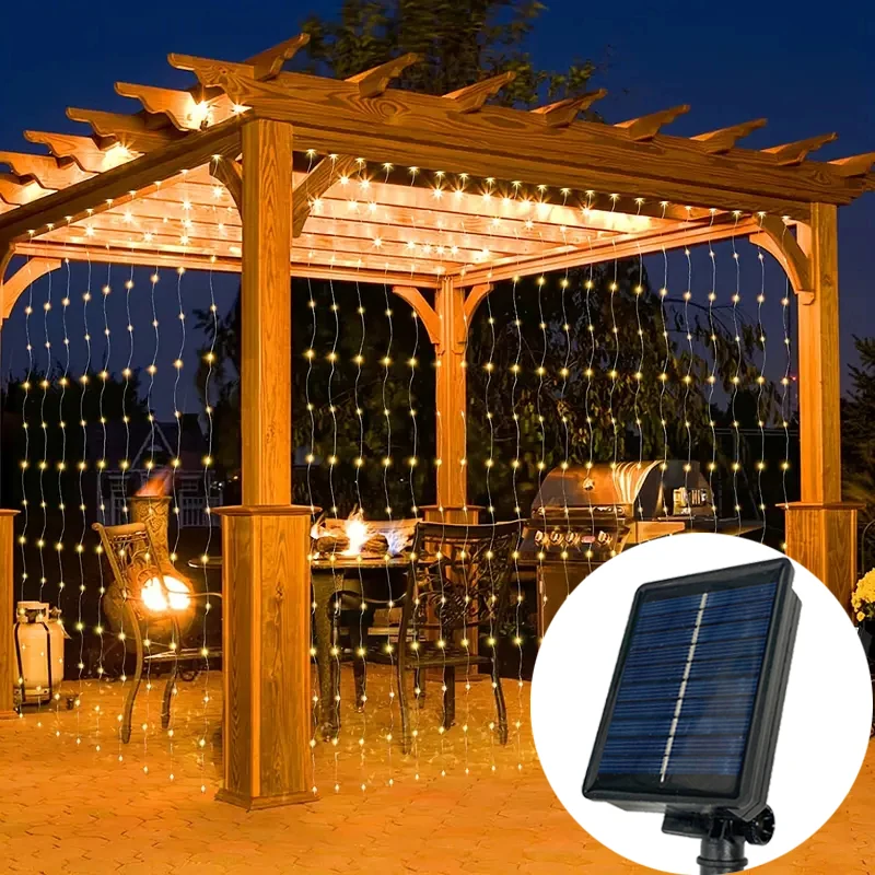 Fairy Light Garden Wedding Party Holiday Decor Solar Curtain Light Christmas Decoration Outdoor Solar Garland
Fairy Light Garden Wedding Party Holiday Decor Solar Curtain Light Christmas Decoration Outdoor Solar Garland