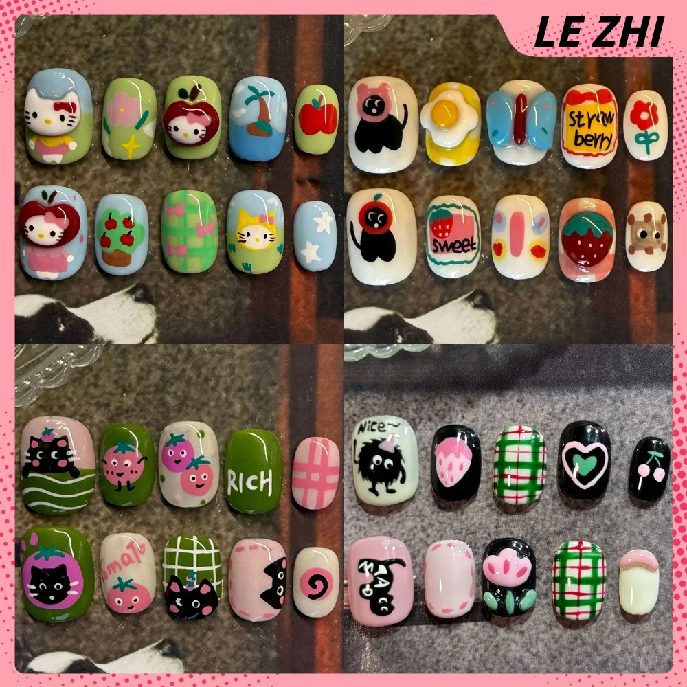 Cute Cartoon Hello Kitty Short Square Round Handmade Press On Nail Kawaii Cat Rabbit Dog Flowers Hand-Painted Nail Party Sticker
Cute Cartoon Hello Kitty Short Square Round Handmade Press On Nail Kawaii Cat Rabbit Dog Flowers Hand-Painted Nail Party Sticker