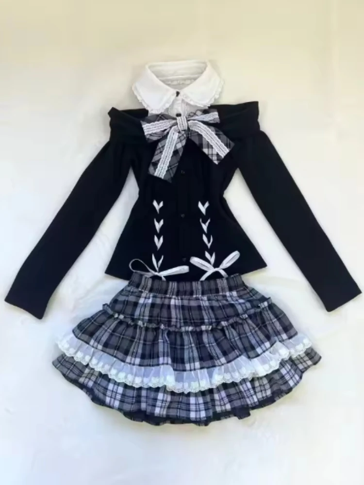 Японская субкультура Хэллоуин Ретро комплект из 2 предметов Женский вязаный топ с бантом в клетку Юбка-тортик Новый готический винтаж Y2k Осенне-зимняя одежда
Японская субкультура Хэллоуин Ретро комплект из 2 предметов Женский вязаный топ с бантом в клетку Юбка-тортик Новый готический винтаж Y2k Осенне-зимняя одежда