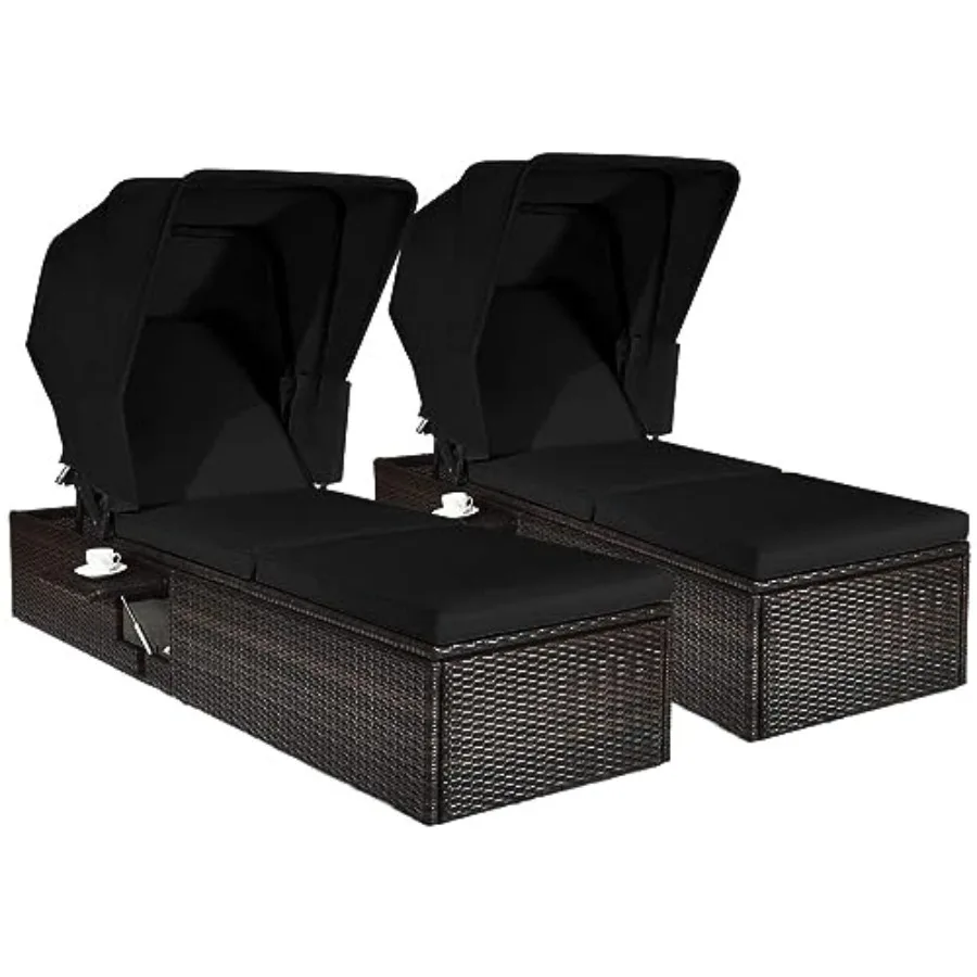 Patio Chaise Lounge with Retractable Canopy, Outdoor Reclining Chair with Adjustable Backrest, Rattan Wicker Daybed with Coffee
Patio Chaise Lounge with Retractable Canopy, Outdoor Reclining Chair with Adjustable Backrest, Rattan Wicker Daybed with Coffee
