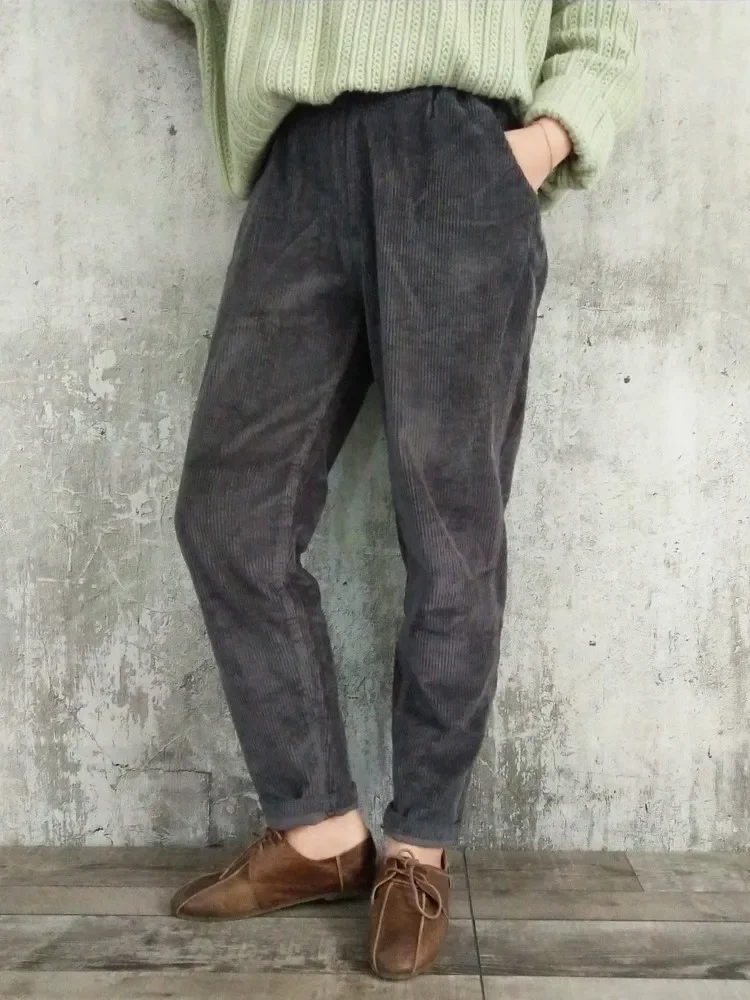 Corduroy Pants For Women Elastic Waist Solid Color Trouser Spring New Women Cloths Pockets Casual Pants S140
Corduroy Pants For Women Elastic Waist Solid Color Trouser Spring New Women Cloths Pockets Casual Pants S140