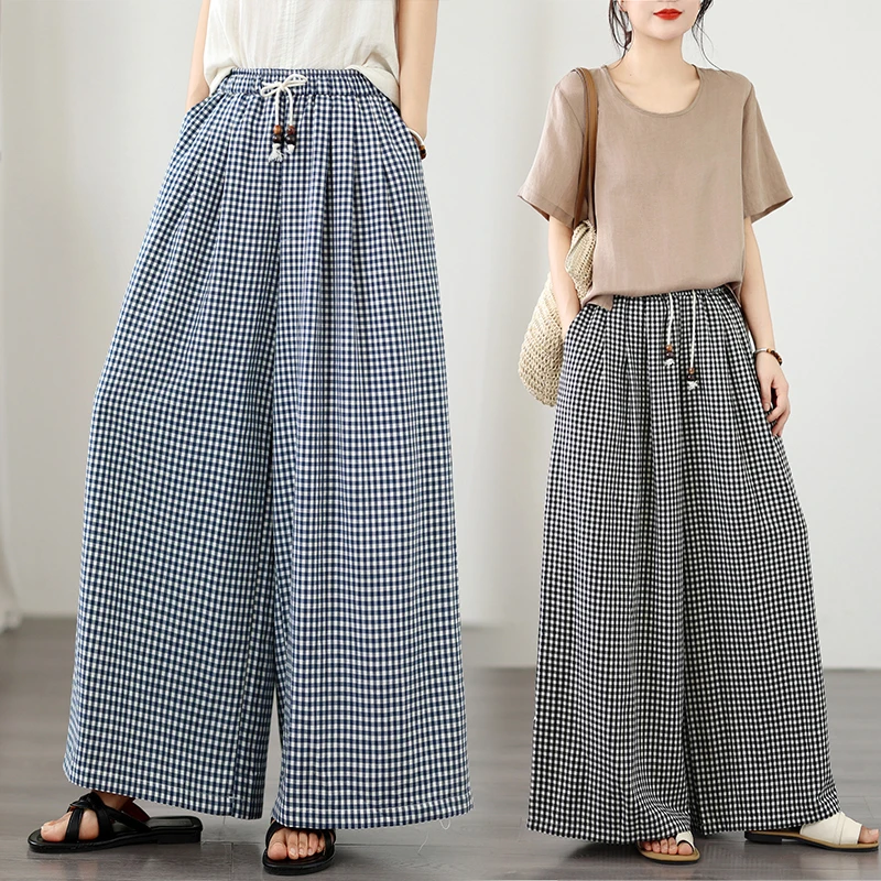 Women's plus Size Plaid Wide Leg Pants High Waist Straight Cut Loose Casual Harlan Trousers Spring Summer New Arrival
Women's plus Size Plaid Wide Leg Pants High Waist Straight Cut Loose Casual Harlan Trousers Spring Summer New Arrival