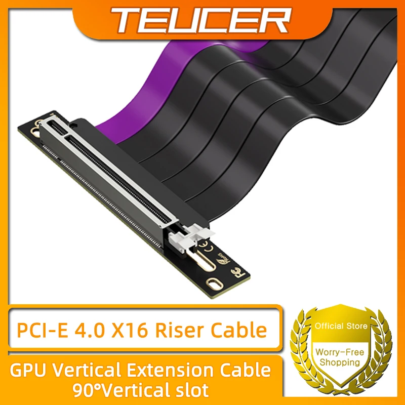 TEUCER GP-16 PCI-E 4.0 X16 Riser Cable — экранированный гибкий удлинитель на 90 градусов для высокоскоростной установки видеокарты
TEUCER GP-16 PCI-E 4.0 X16 Riser Cable — экранированный гибкий удлинитель на 90 градусов для высокоскоростной установки видеокарты