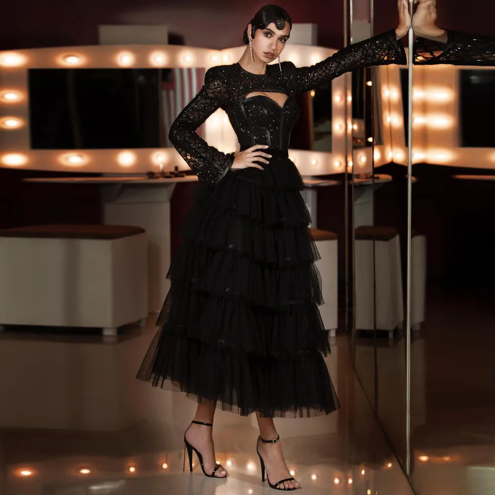 High End Black Layered Tulle Skirts With Sparkle Bright Line Details Stretchy Waistband Ankle Length Women Tutu Tulle Skirt
High End Black Layered Tulle Skirts With Sparkle Bright Line Details Stretchy Waistband Ankle Length Women Tutu Tulle Skirt