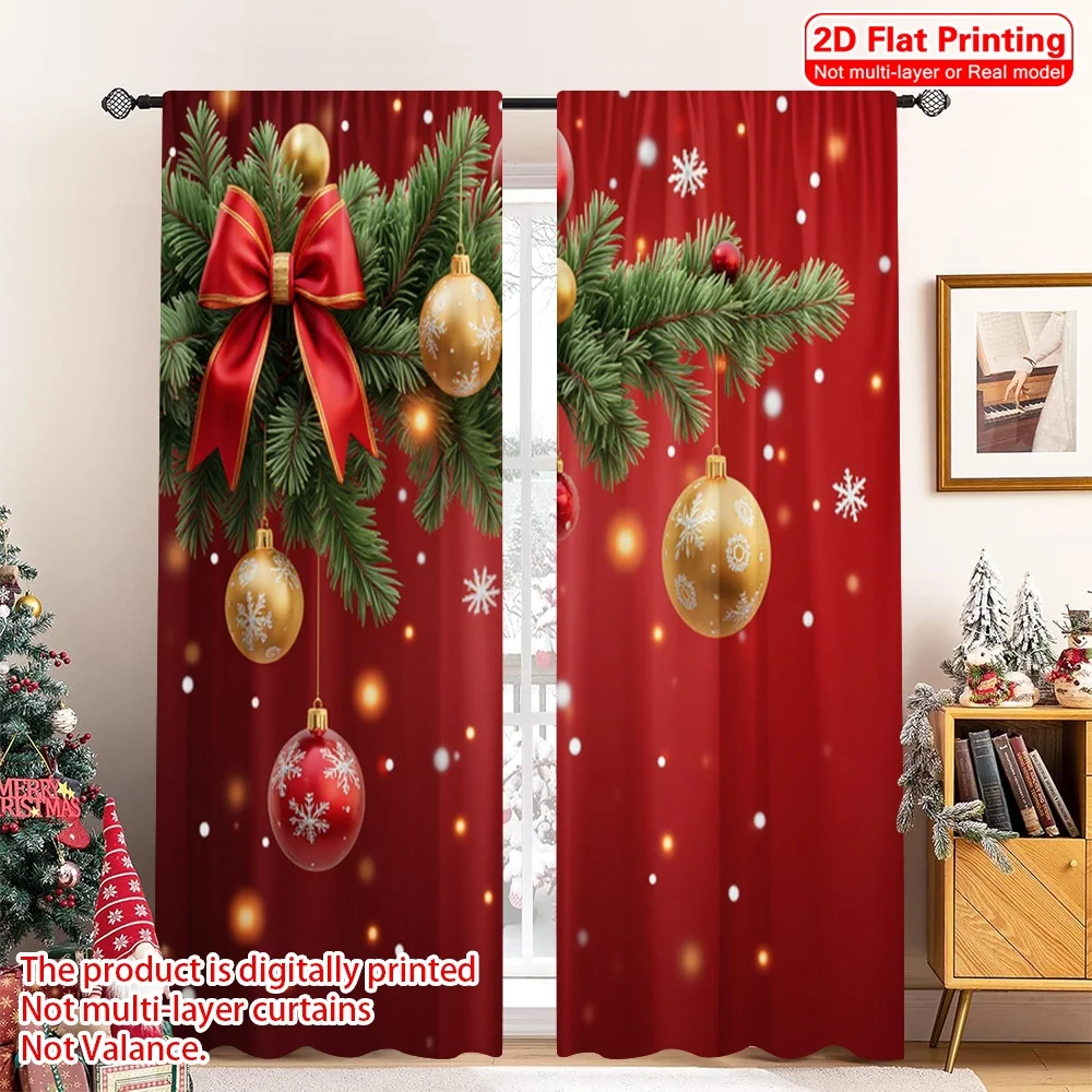 2pcs 2D flat printing Christmas Window Curtains Golden Ornaments Red Bows Snowflakes Polyester Without Electricity Party
2pcs 2D flat printing Christmas Window Curtains Golden Ornaments Red Bows Snowflakes Polyester Without Electricity Party