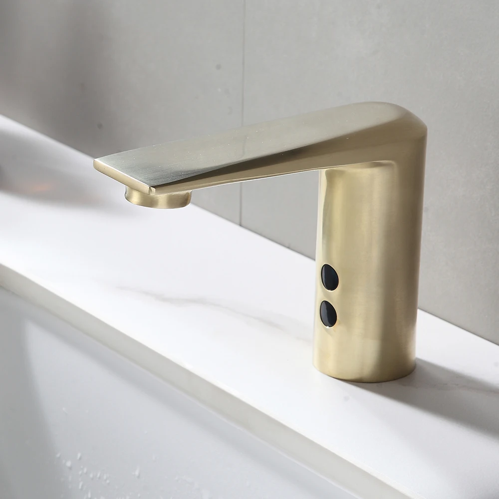 Automatic Sensor Basin Faucet Brushed Goden Color Brass Body Material Ac 220Voltage & DC6 Voltage
Automatic Sensor Basin Faucet Brushed Goden Color Brass Body Material Ac 220Voltage & DC6 Voltage