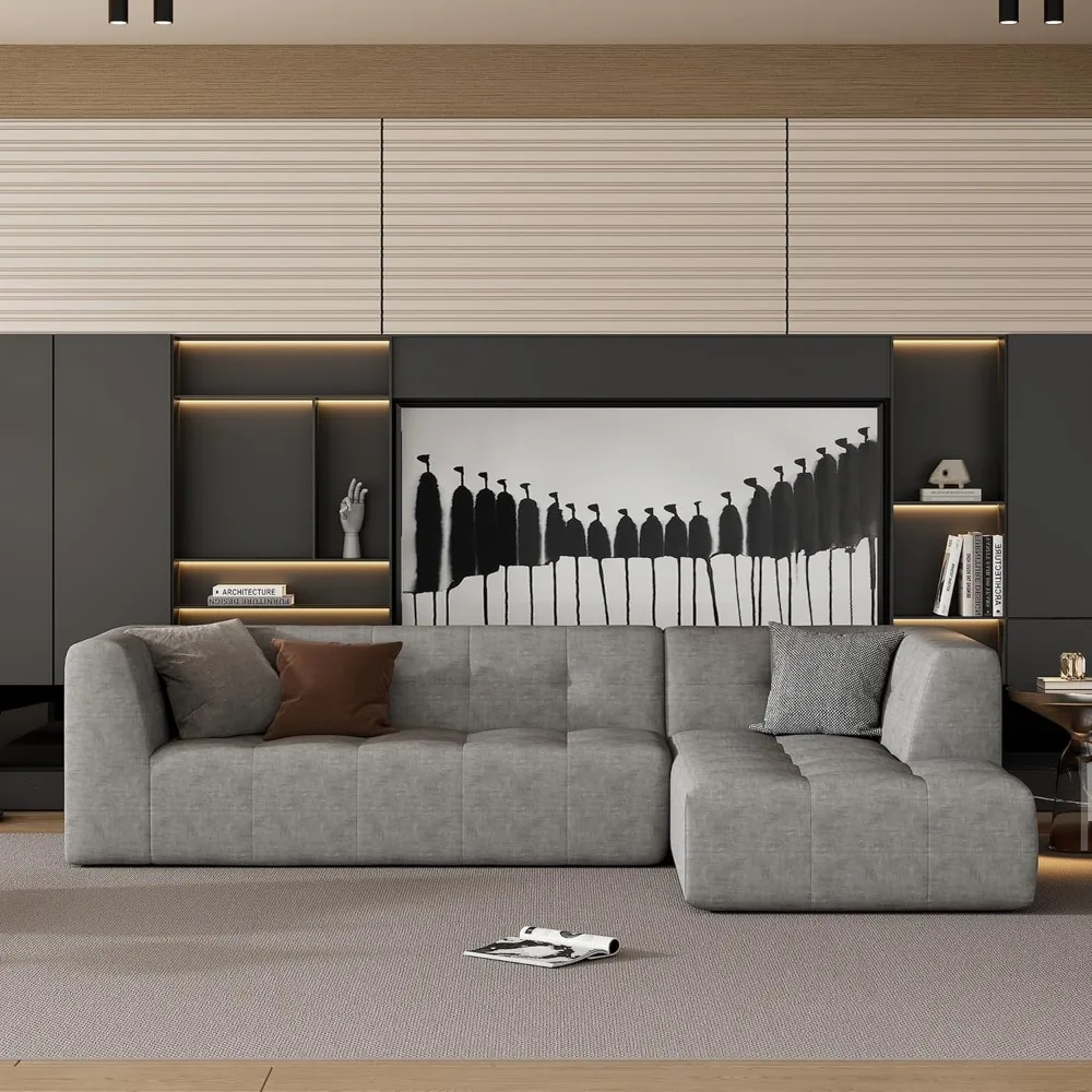 L-Shape Sectional Sofa, Modern Sectional Sofa Couch with 2 Free Pillows, 4-seat Polyester Fabric Couch with Convertible Ottoman
L-Shape Sectional Sofa, Modern Sectional Sofa Couch with 2 Free Pillows, 4-seat Polyester Fabric Couch with Convertible Ottoman