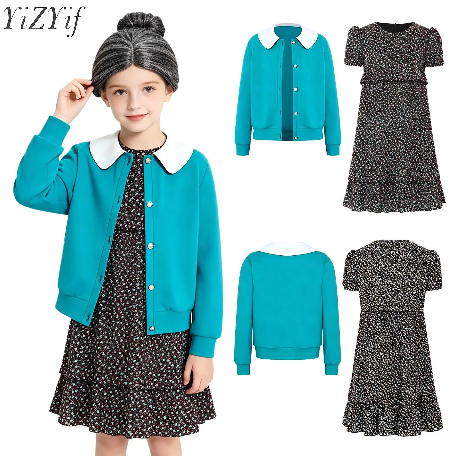 Kids Girls Old Lady Costume 2 Pieces Casual Party Outfit Floral Printed Ruffle Dress and Long Sleeve Outwear for Themed Parties
Kids Girls Old Lady Costume 2 Pieces Casual Party Outfit Floral Printed Ruffle Dress and Long Sleeve Outwear for Themed Parties
