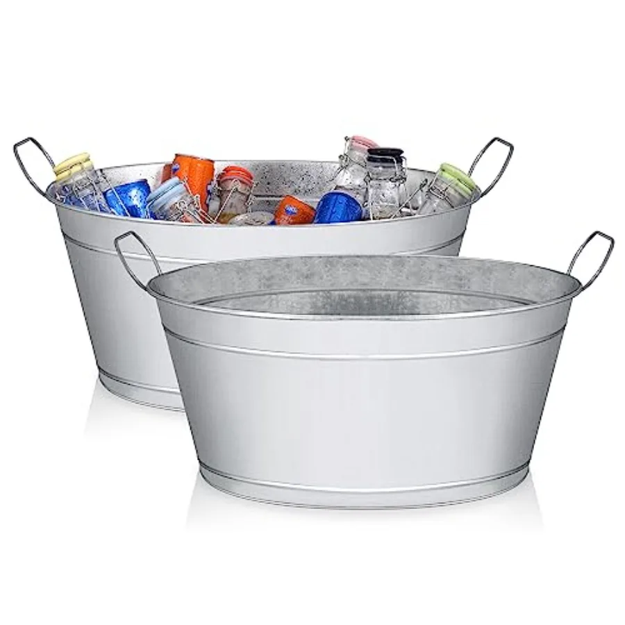 Large 6-Gallon Galvanized Tin Beverage Tub 20x14x10 inches Pack of 2
Large 6-Gallon Galvanized Tin Beverage Tub 20x14x10 inches Pack of 2