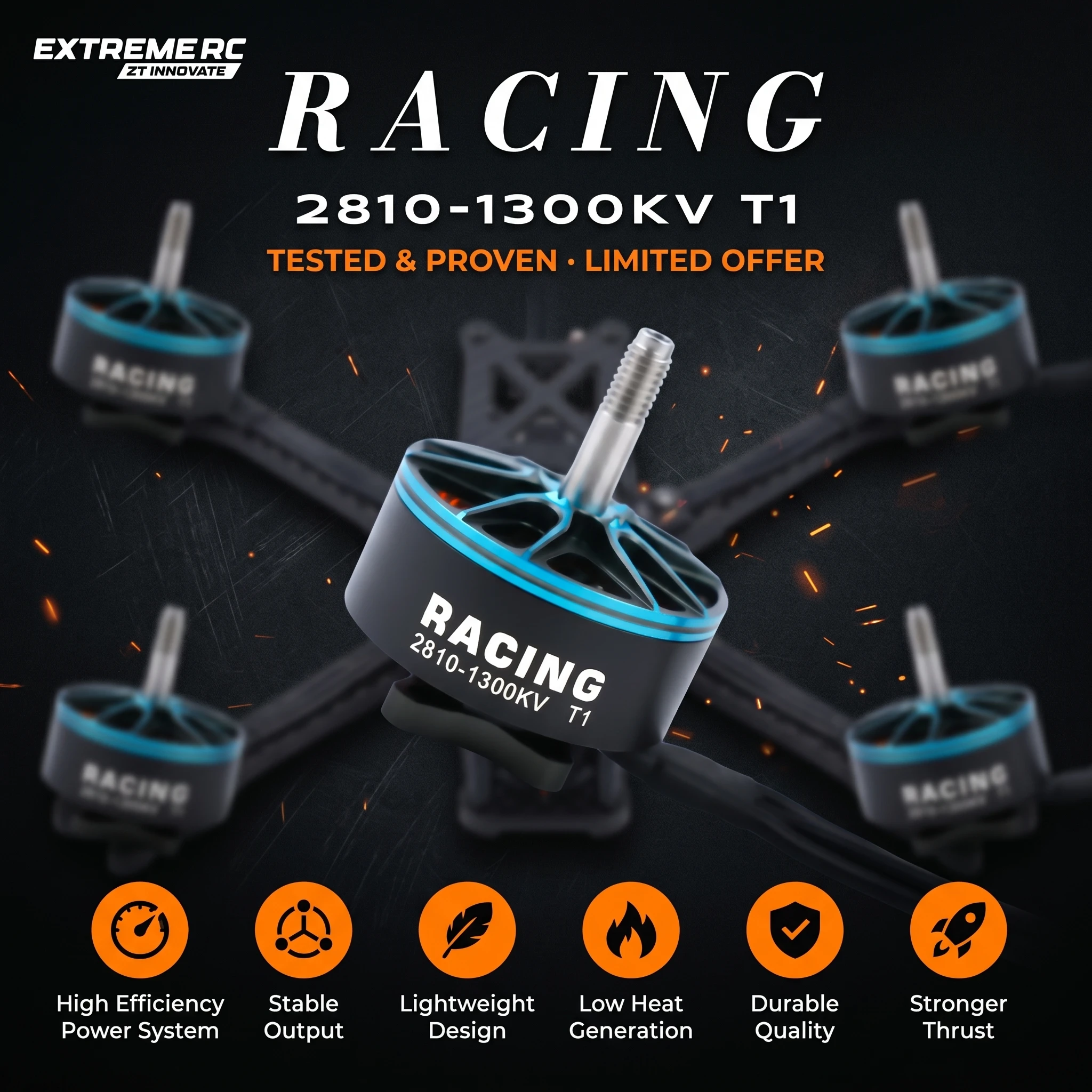 T1 2810 1300KV 4PCS RC Motor 4-6S, Low Temperature Long Service Life, Strong Power Stable Output, Professional Accessory for 7/8
T1 2810 1300KV 4PCS RC Motor 4-6S, Low Temperature Long Service Life, Strong Power Stable Output, Professional Accessory for 7/8